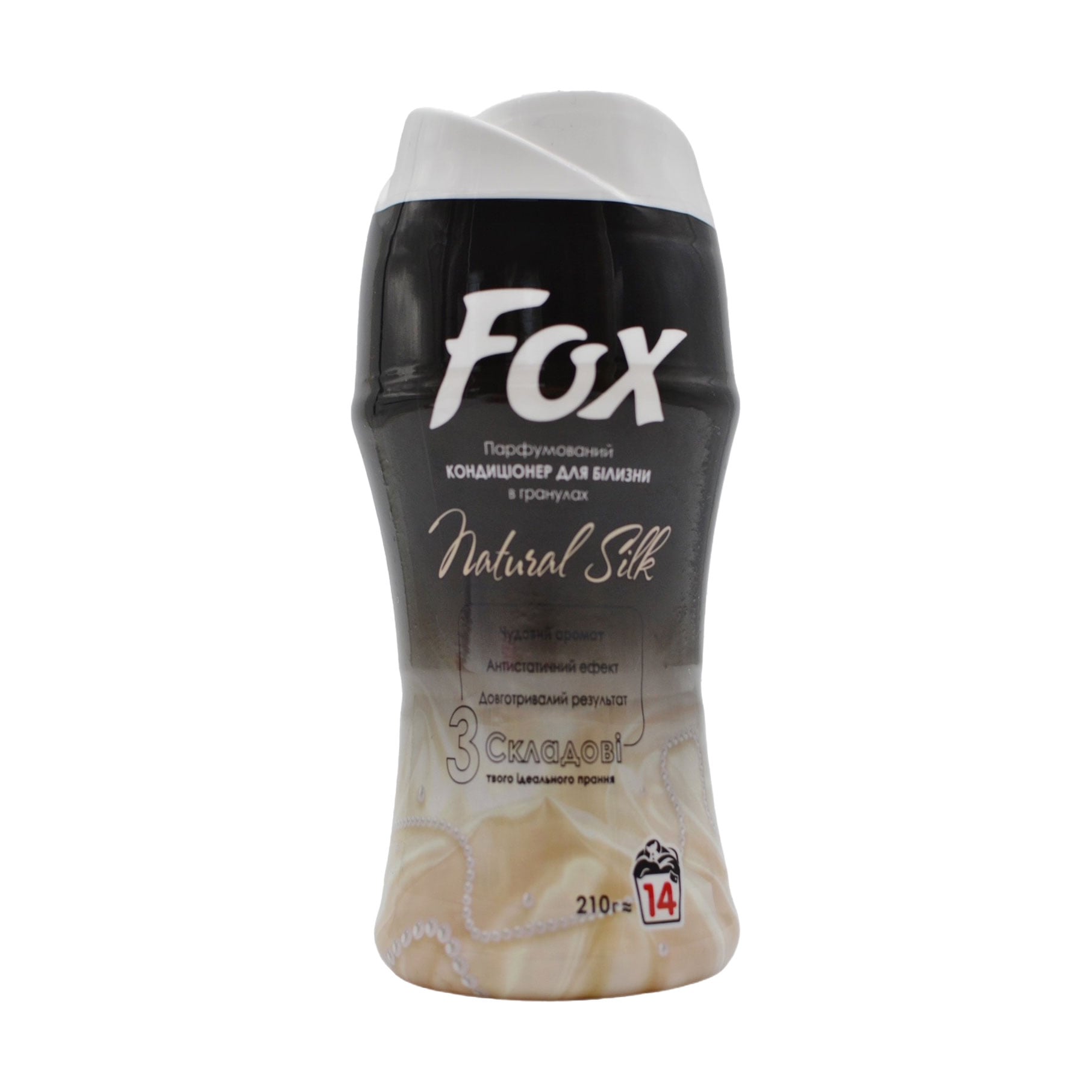 Парфумований кондиціонер для прання Fox Natural Silk в гранулах, 14 циклів прання, 210 г